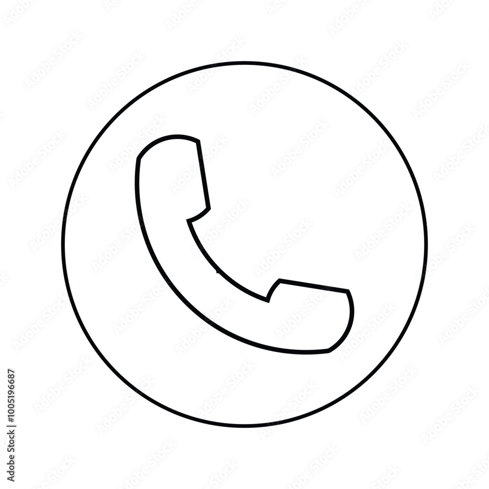 Phone Line out icon with circle. Phone Line out icon with circle.