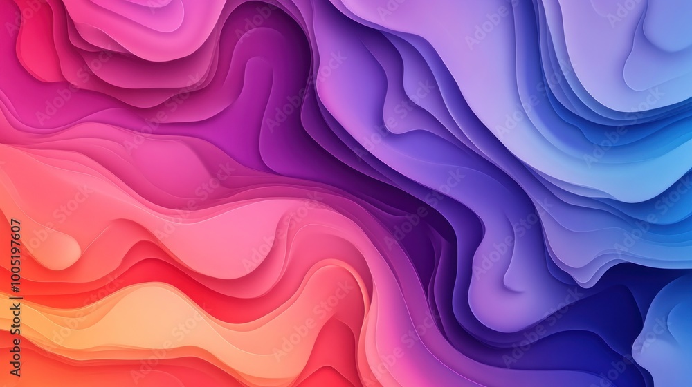 Abstract 3D Papercut Landscape in Vivid Hues Abstract 3D Papercut Landscape in Vivid Hues