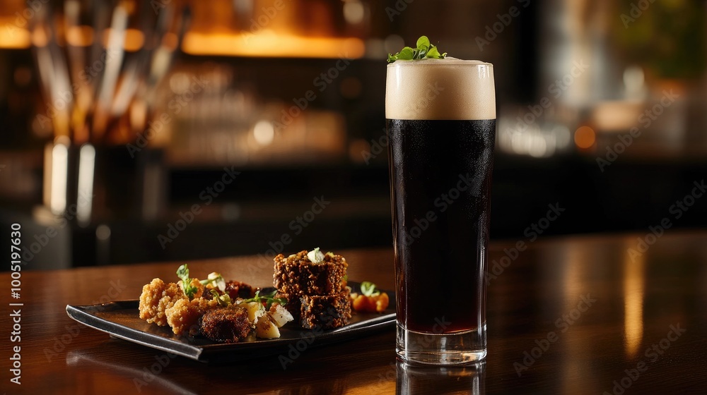 Craft Beer with Appetizers on Wooden Table Craft Beer with Appetizers on Wooden Table