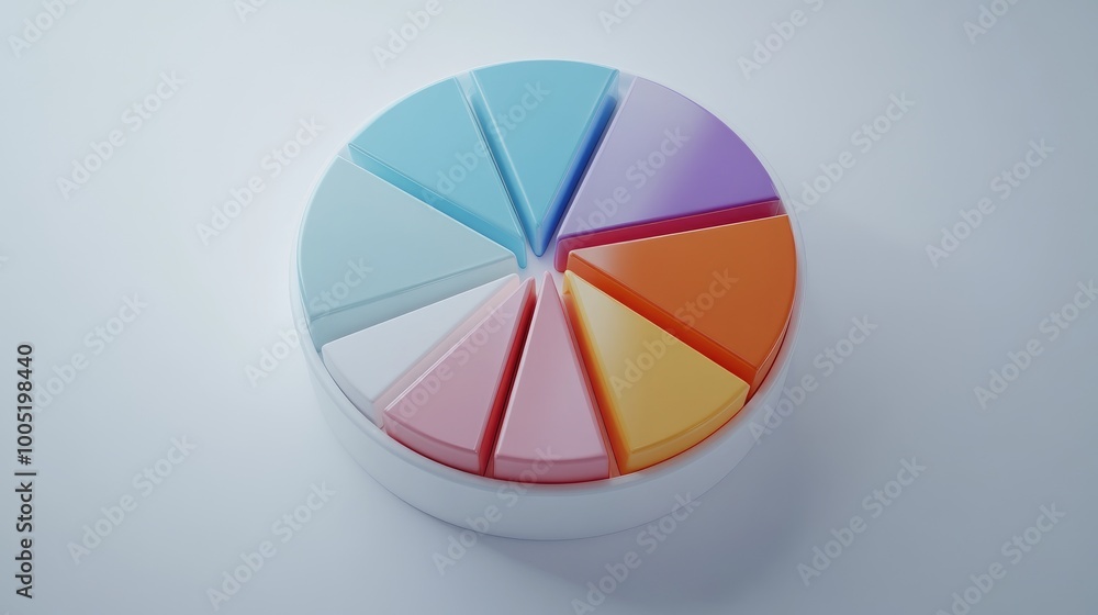 Obraz premium Colorful Pie Chart on a White Background