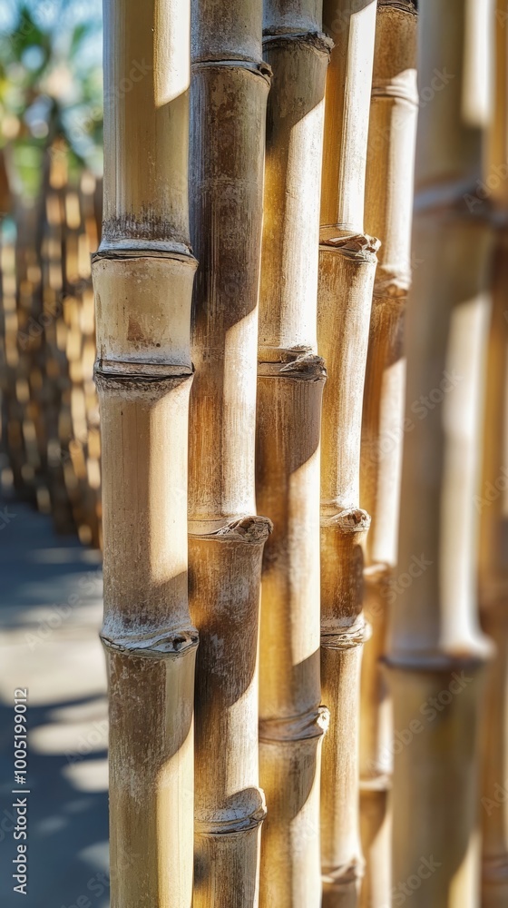 close-up of natural bamboo stalks in close-up of natural bamboo stalks in