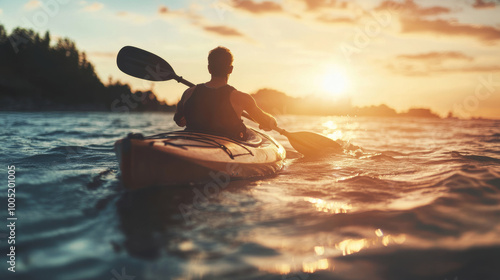 A person kayaking in tropical sea water