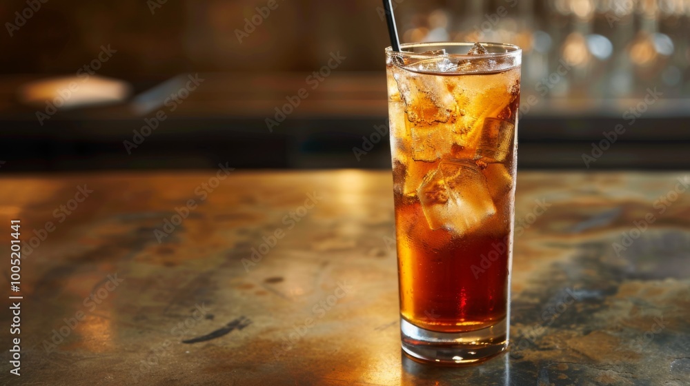 Refreshing Iced Beverage on a Bar Counter Refreshing Iced Beverage on a Bar Counter
