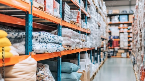 Neatly Stacked Products in a Warehouse Environment photo