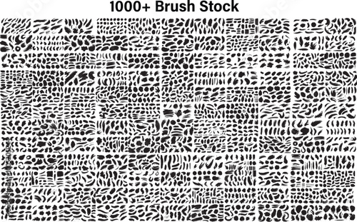 set of black paint brushes lines on the white background. Mega Collection of vector paint brush strokes.