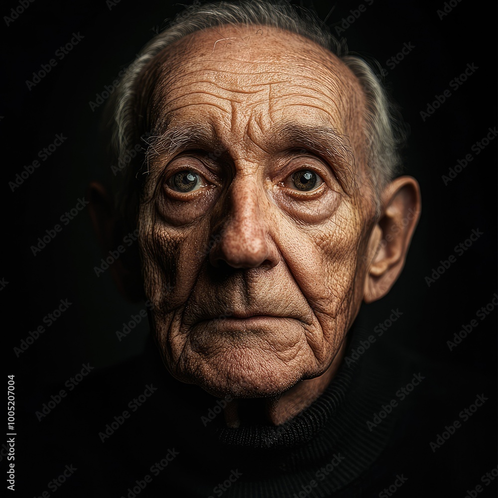Portrait of an Elderly Man with Deep Wrinkles Portrait of an Elderly Man with Deep Wrinkles