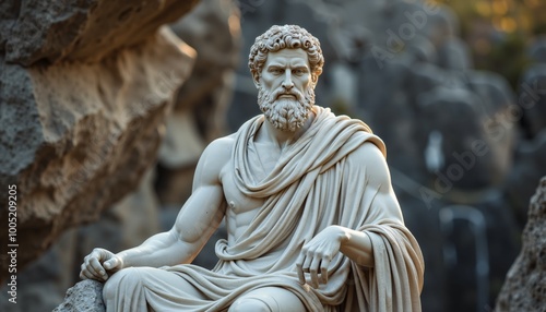 Obraz na płótnie Stoic Statue, Roman And Greek Stoics And Stoicism Motivational And Inspirational Quotes w salonie