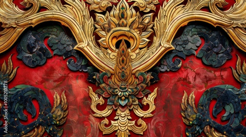 Wallpaper Mural Intricate Thai Motifs in Vibrant Colors Torontodigital.ca