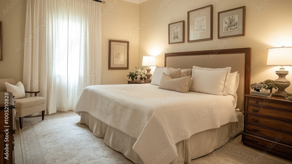 Cozy and Elegant Bedroom with Soft Lighting Cozy and Elegant Bedroom with Soft Lighting