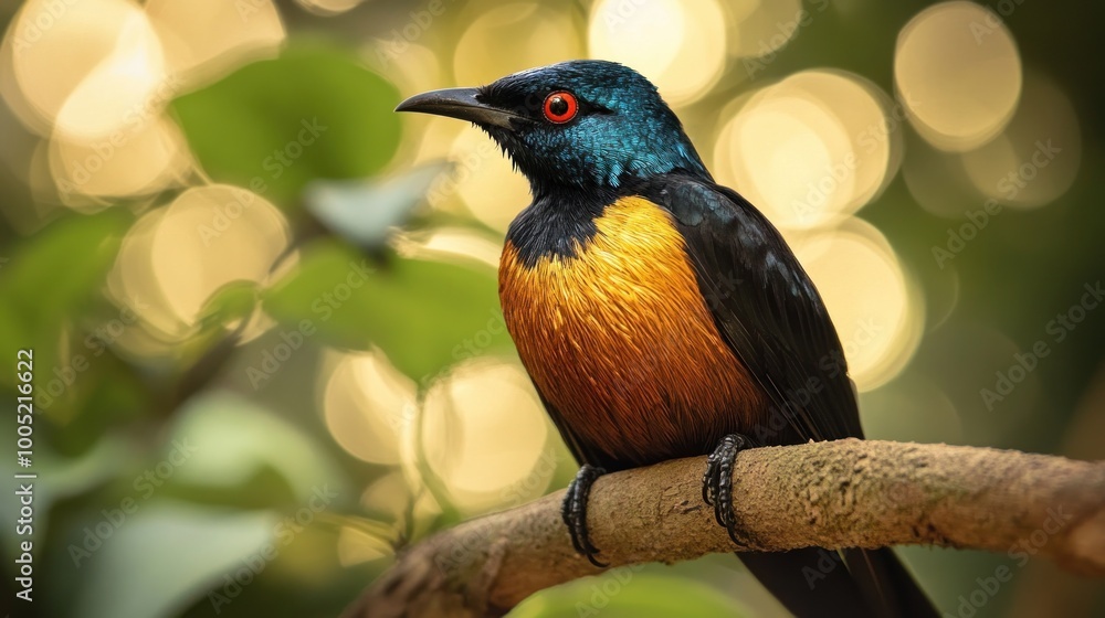 Fototapeta premium Golden-breasted Starling Perched on a Branch
