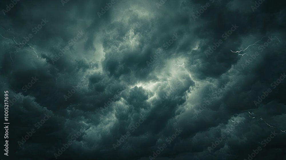 Dramatic stormy sky with dark clouds and lightning. Dramatic stormy sky with dark clouds and lightning.