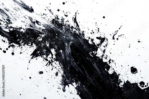 Abstract Black and White Paint Splatter Background - Artistic Texture for Design.