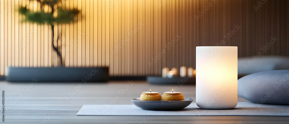 A serene setting with candles, soft lighting, and minimalist decor, perfect for relaxation and mindfulness. A serene setting with candles, soft lighting, and minimalist decor, perfect for relaxation and mindfulness.
