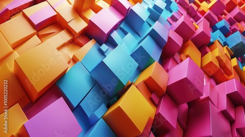 Abstract Colorful Geometric Pattern of Cubes