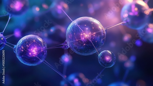 Wallpaper Mural Abstract 3D Render of Glowing Spheres Connected by Lines - Futuristic Technology Concept. Torontodigital.ca