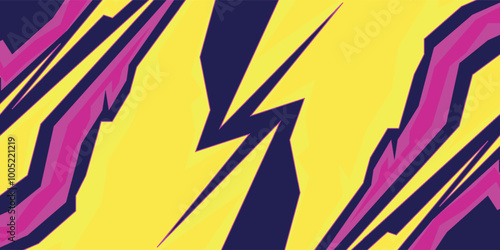 Livery wrap banner car sticker abstract lines yellow pink sporty brush grunge lightning storm motorsport vector, sporty modern.
