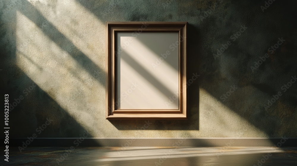 empty picture frame in sunlit room on empty picture frame in sunlit room on