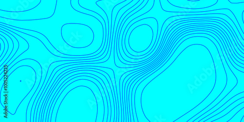 Modern wave line topography background, abstract pattern with blue line topographic map cyan background geographic map with seamless ornament contour design paper curved reliefs background. 