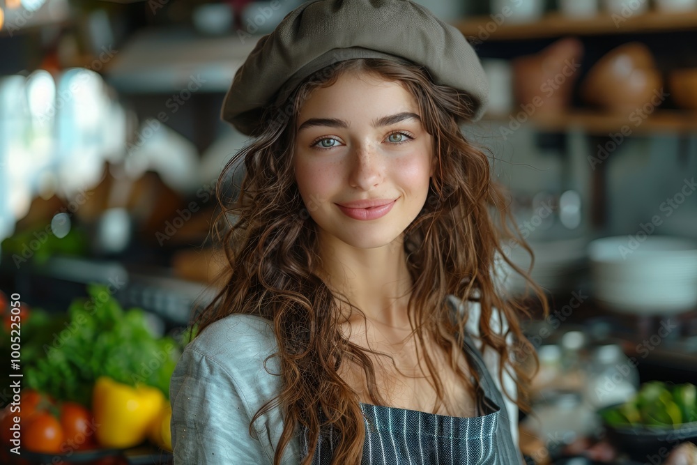 Healthy cooking a joyful housewife chef preparing delicious organic vegetarian recipes Healthy cooking a joyful housewife chef preparing delicious organic vegetarian recipes