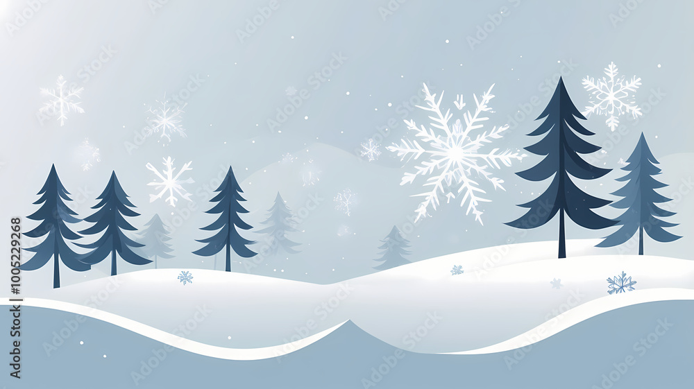Obraz premium A serene winter landscape featuring snow-covered trees and a tranquil forest scene under a clear blue sky, evoking the beauty of the holiday season