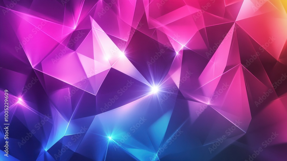Obraz premium Abstract Purple and Blue Geometric Background with Glowing Lights.