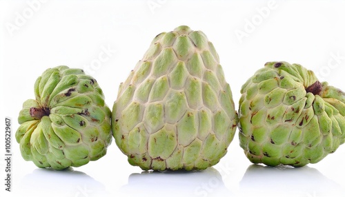 Cherimoya on white background. Cherimoya Fruit Isolated.