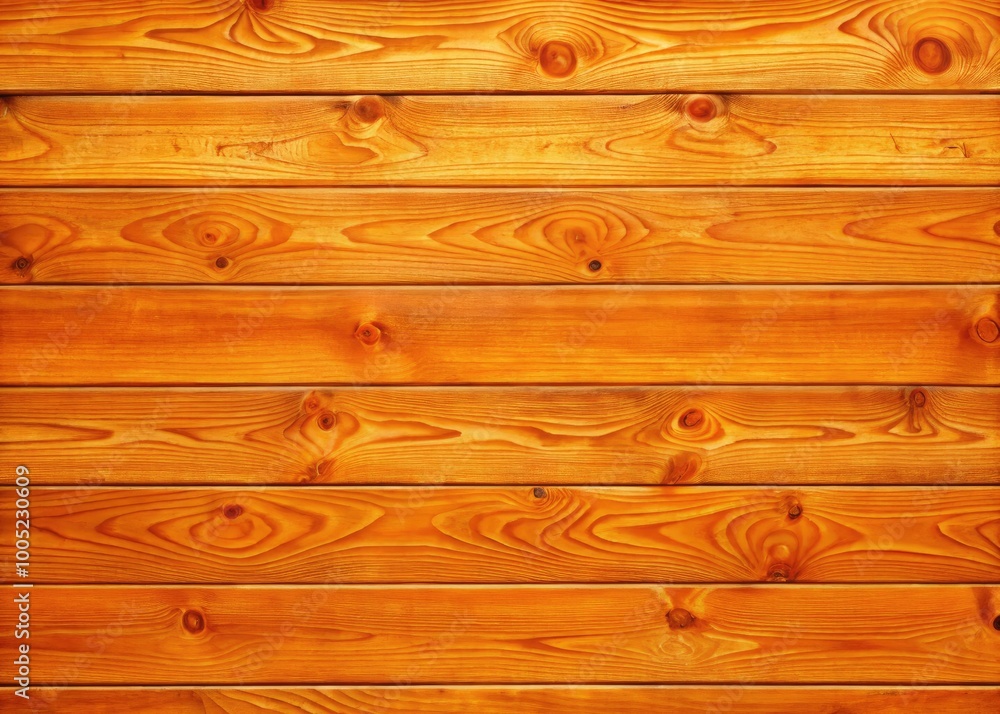 Naklejka premium Warm and inviting orange wood texture wallpaper featuring horizontal wooden planks with subtle knots and grooves, perfect for adding coziness to any room's interior design.