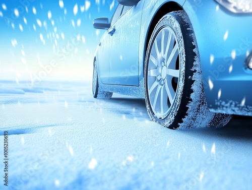 Winterizing a car before the snow flat design, side view, vehicle preparation theme, water color, vivid