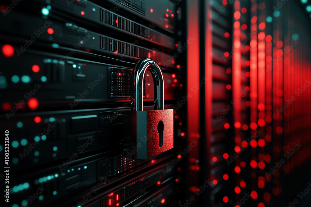 Cybersecurity: Data Fortress. A close-up shot of a padlock securing a ...