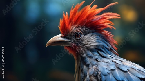 Close-up of a red-crested turaco bird