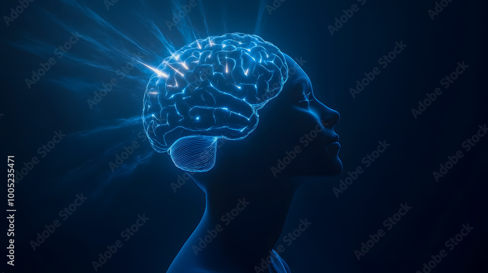 Fototapeta premium Futuristic Brain Concept in Profile View
