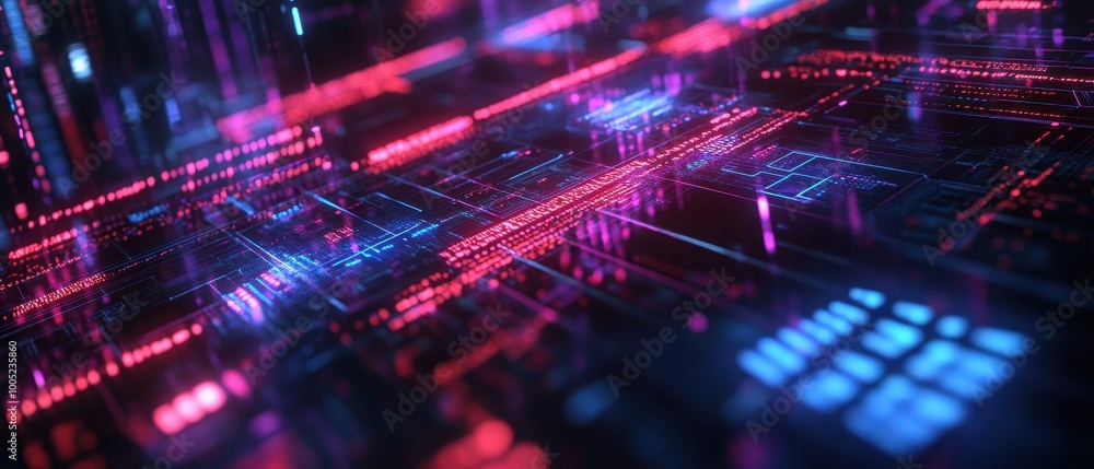 Abstract Futuristic Technology Background with Neon Red and Blue Lights. Abstract Futuristic Technology Background with Neon Red and Blue Lights.