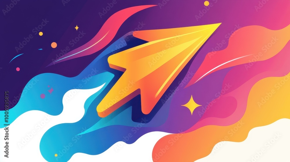 Obraz premium Vibrant abstract arrow background featuring dynamic 2D lightning bolt icons, perfect for modern web design projects.