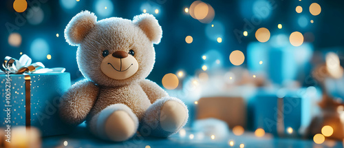 Wallpaper Mural Cute teddy bear surrounded by colorful gifts, perfect for celebrating holidays and special moments. Torontodigital.ca