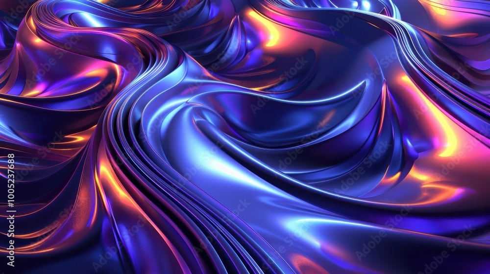 Abstract Swirling Blue and Purple Fabric with Iridescent Highlights Abstract Swirling Blue and Purple Fabric with Iridescent Highlights