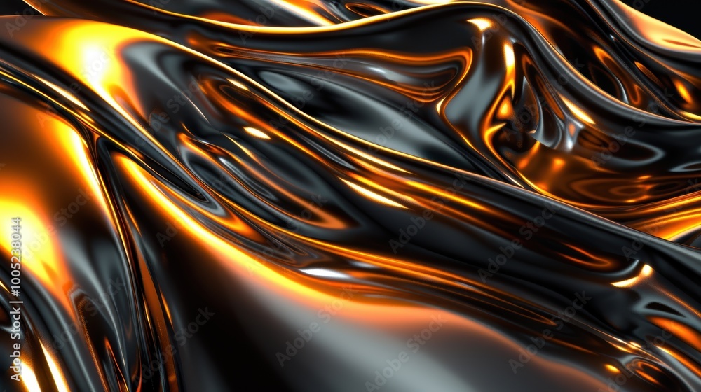Abstract Metallic Surface with Wavy Texture and Glowing Highlights Abstract Metallic Surface with Wavy Texture and Glowing Highlights