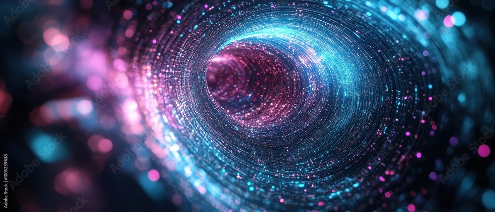 Abstract Swirling Tunnel of Blue and Pink Lights, Digital Art, Technology Background. Abstract Swirling Tunnel of Blue and Pink Lights, Digital Art, Technology Background.