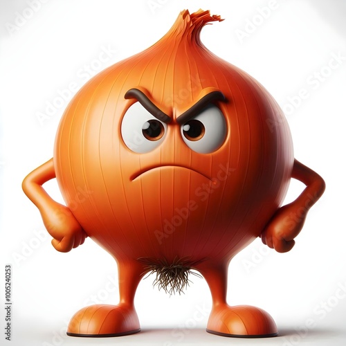 funny angry onion with hands on hips photo