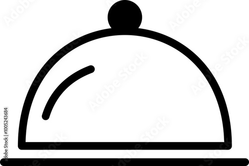 Black and white icon of a cloche, a symbol of food service, hospitality, and fine dining.