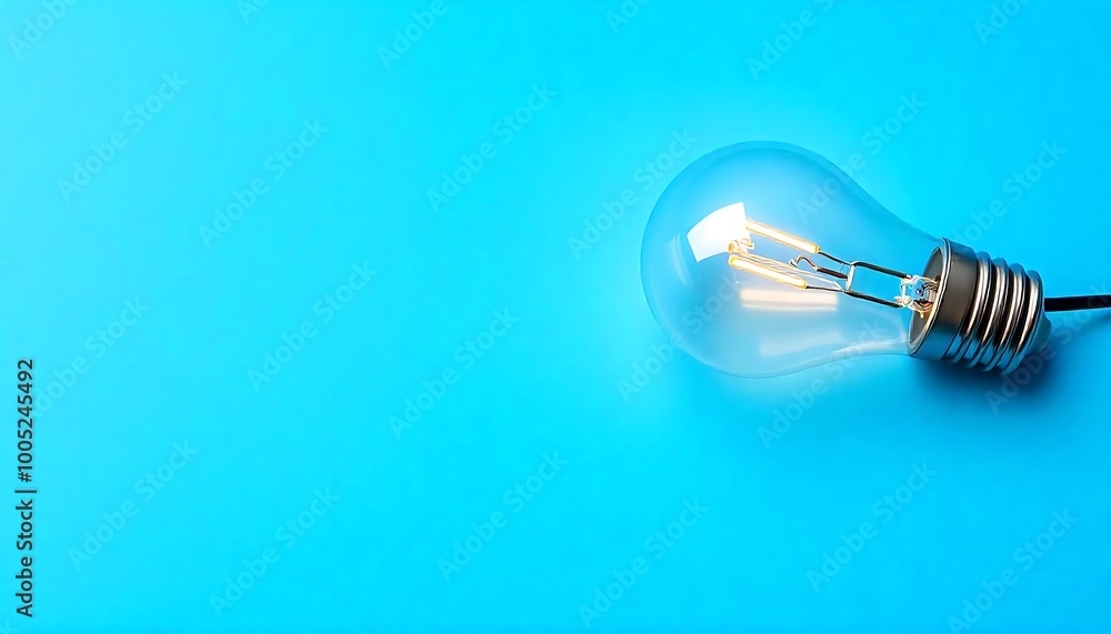 The light bulb appears with copy space against a blue background The light bulb appears with copy space against a blue background
