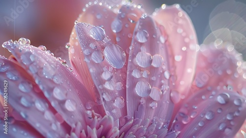 A close-up of rain pooling in the petals of a flower, highlighting naturea??s resilience. photo