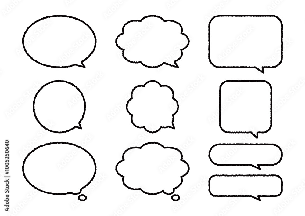 Fototapeta premium シンプルな手書き風の吹き出しセット（10種類）