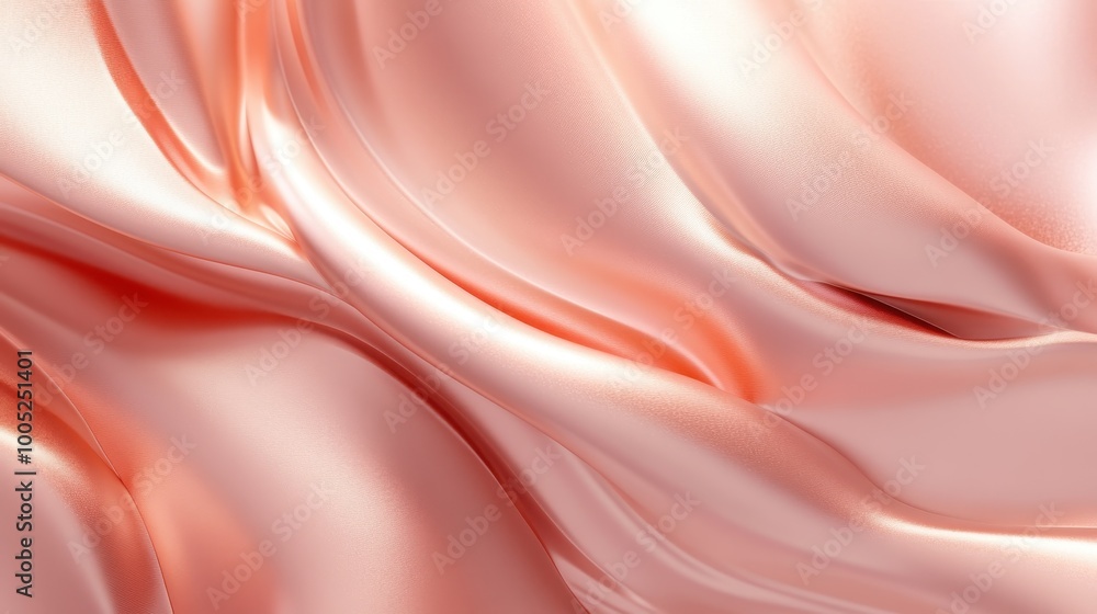 Fototapeta premium Abstract Rose Gold Fabric Background - Smooth, Elegant Draped Texture.