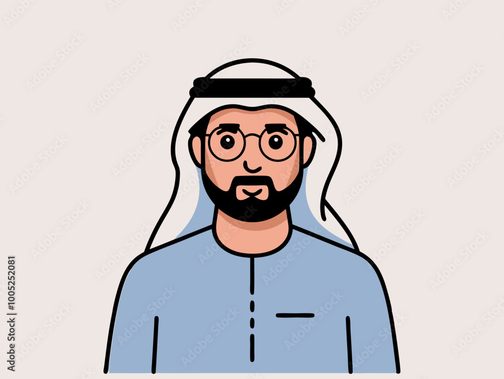 Man in Traditional Middle Eastern Attire Illustration Man in Traditional Middle Eastern Attire Illustration