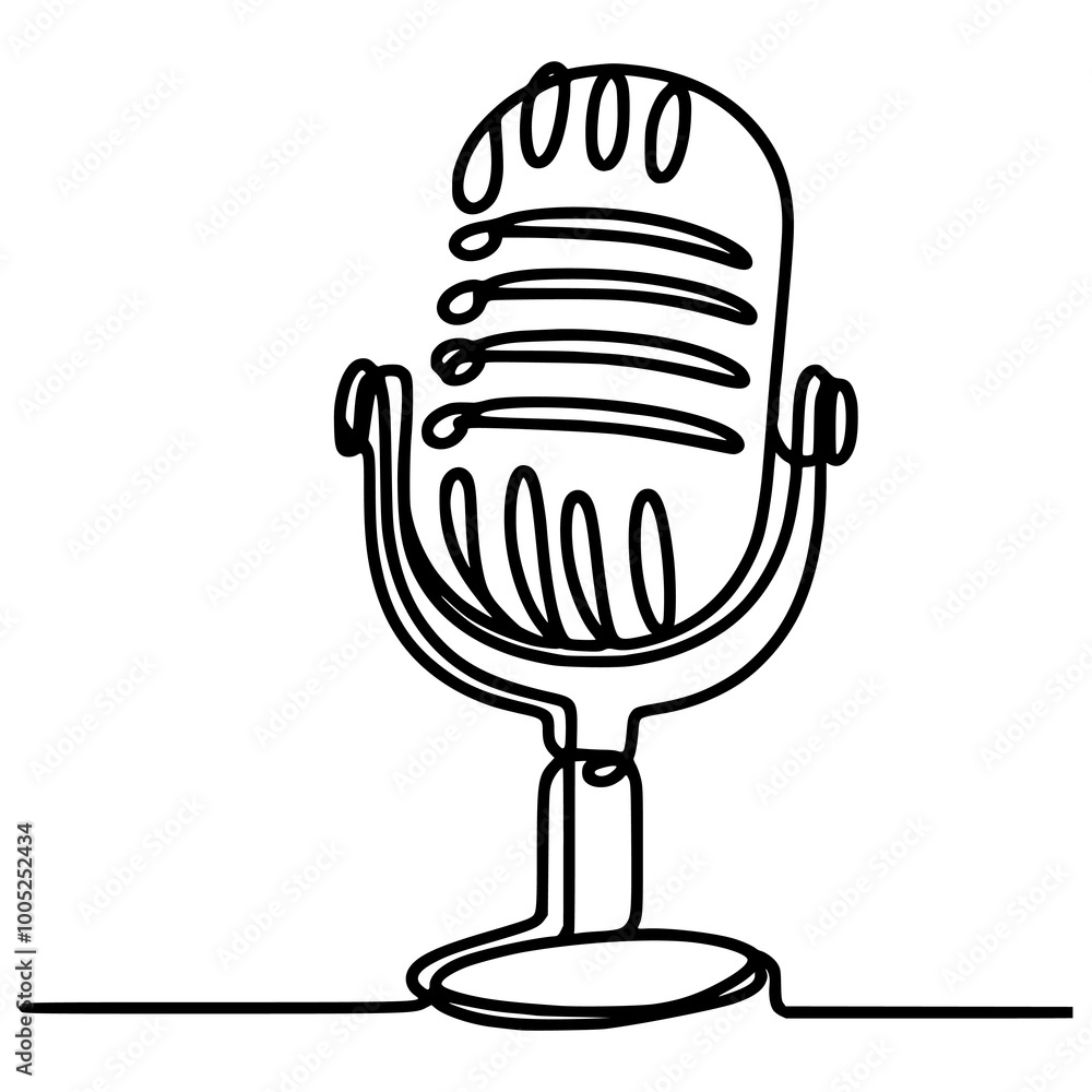 one line drawing microphone media vector illustration template design one line drawing microphone media vector illustration template design