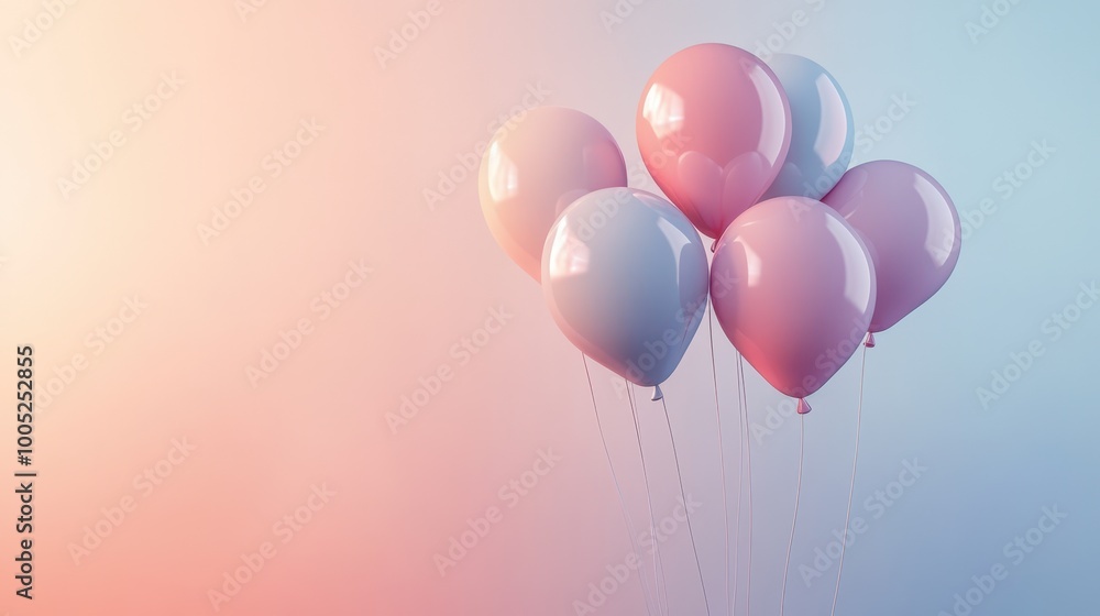 Pastel Balloons Floating on a Gradient Background - Celebration, Birthday, Party, Minimalism, Air Pastel Balloons Floating on a Gradient Background - Celebration, Birthday, Party, Minimalism, Air