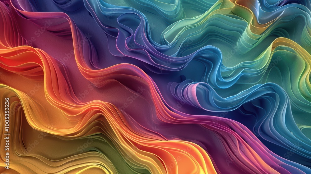 Abstract Colorful Wavy Pattern with Gradient Hues Abstract Colorful Wavy Pattern with Gradient Hues
