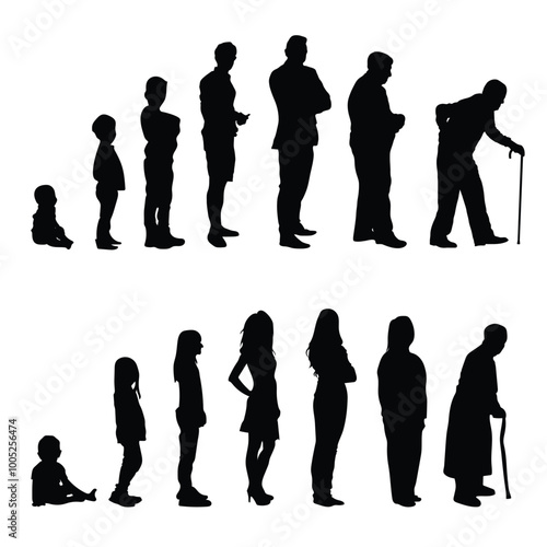 Life circle human silhouette vector