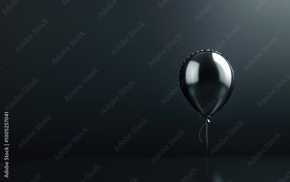 Single Black Balloon Floating on a Dark Background, Minimalist Design, Celebration, Event, Party, Decoration, Graphic Design, Poster, Wallpaper, Web Design, Mockup, Copy Space. Single Black Balloon Floating on a Dark Background, Minimalist Design, Celebration, Event, Party, Decoration, Graphic Design, Poster, Wallpaper, Web Design, Mockup, Copy Space.
