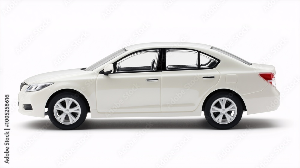 White Sedan Model on White Background for Display White Sedan Model on White Background for Display